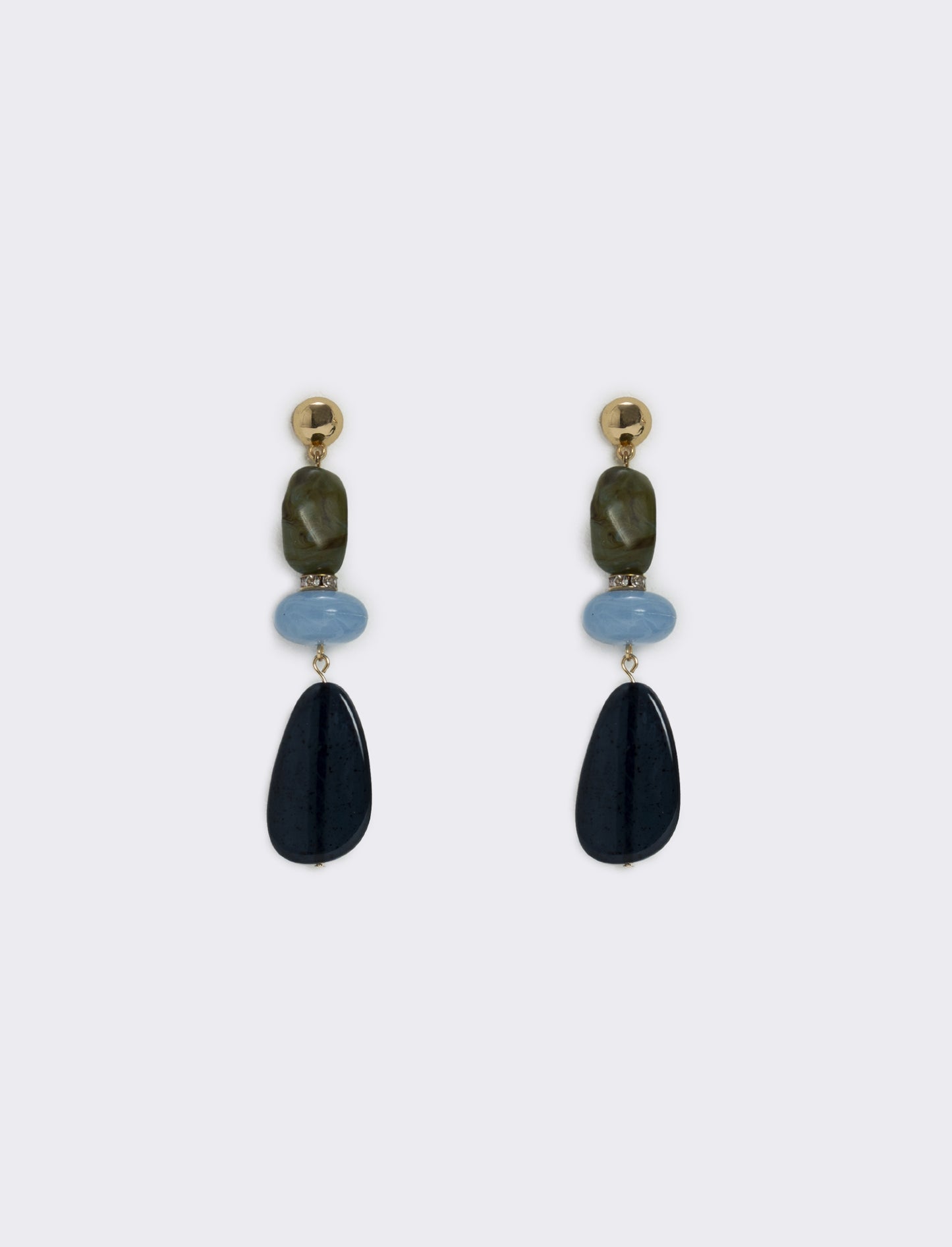 Orecchini Pendenti con Tre Pietre Eleganti - Blu