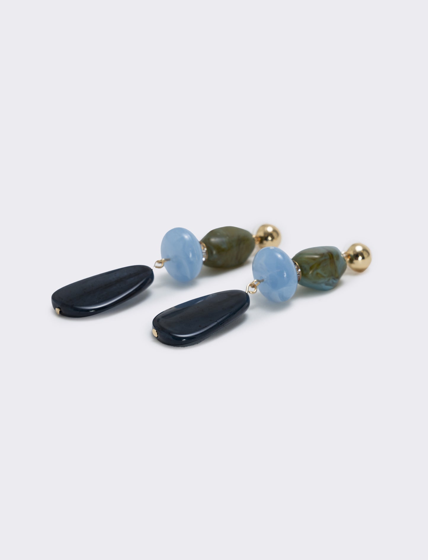 Orecchini Pendenti con Tre Pietre Eleganti - Blu