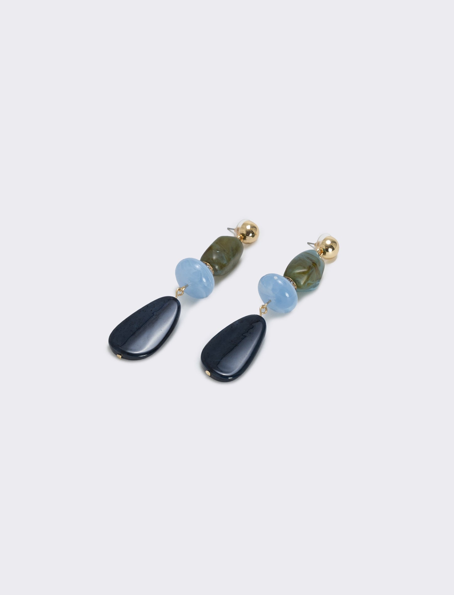 Orecchini Pendenti con Tre Pietre Eleganti - Blu