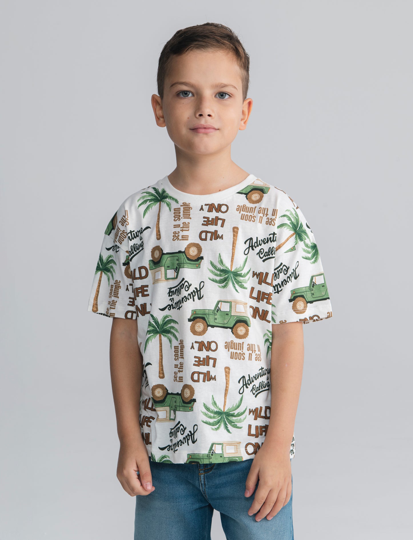 T-shirt safari mezza manica over - Bianco latte