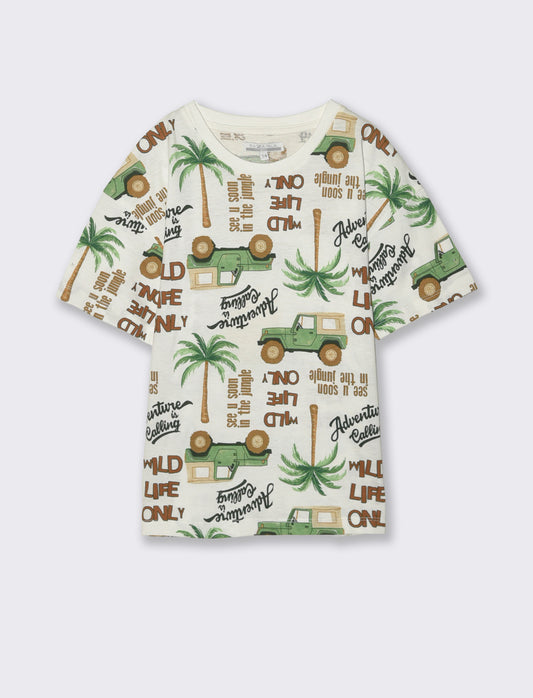 T-shirt safari mezza manica over - Bianco latte