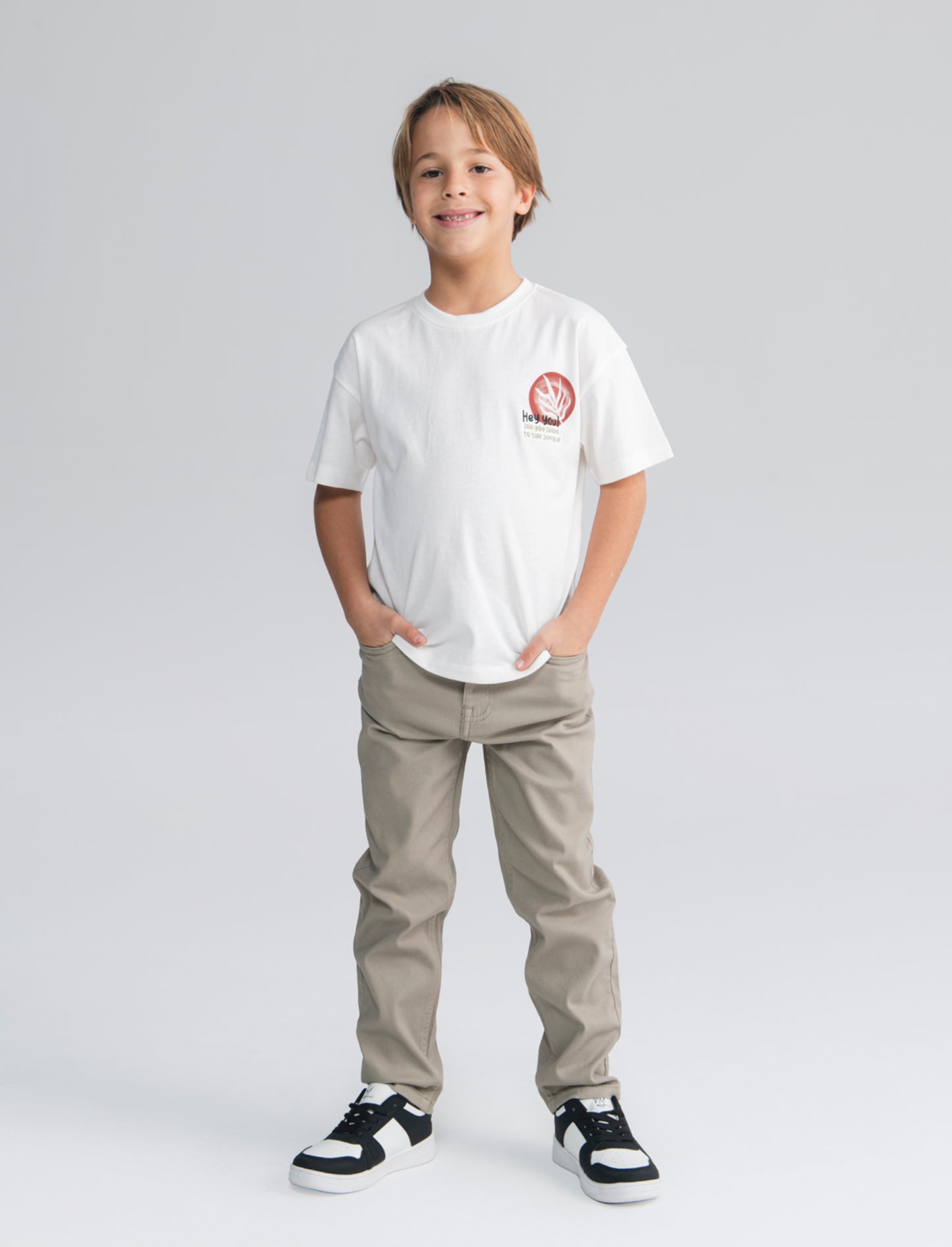 T-shirt foliage con ricamo e stampa - Bianco latte