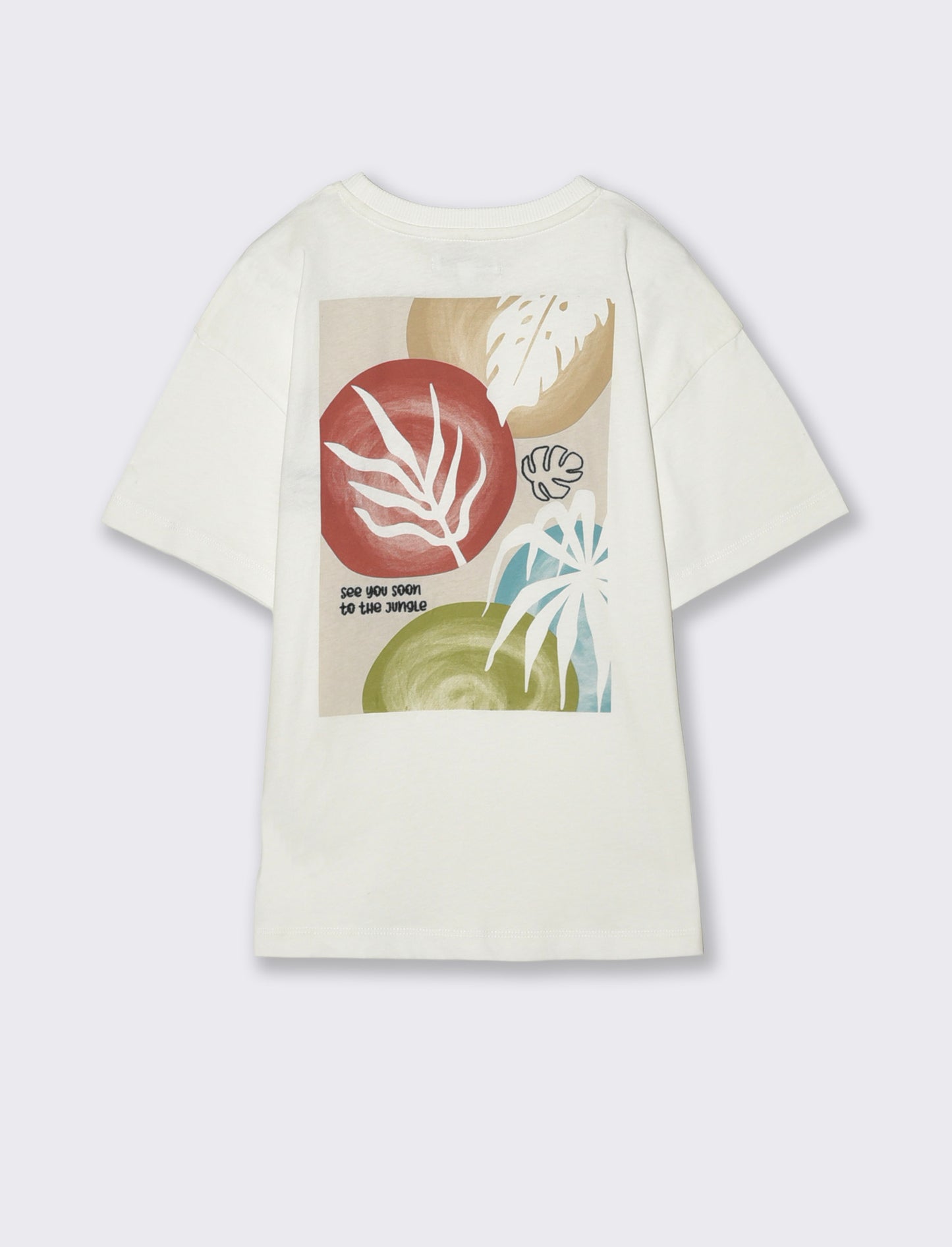 T-shirt foliage con ricamo e stampa - Bianco latte