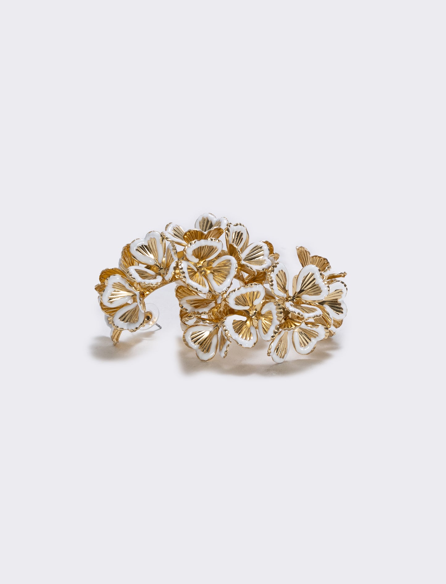 Half-Circle Flower Earrings - White