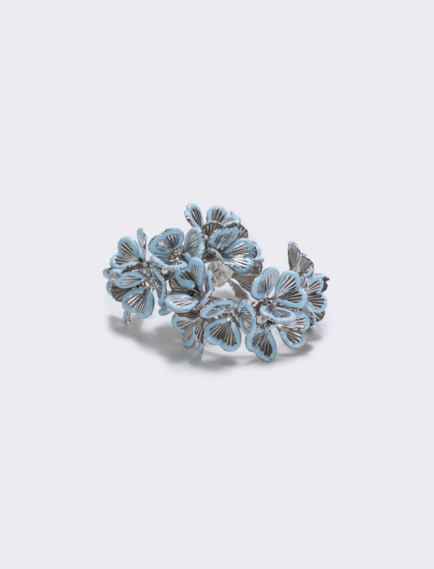 Orecchini Fiori a Mezzo Cerchio - Azzurro