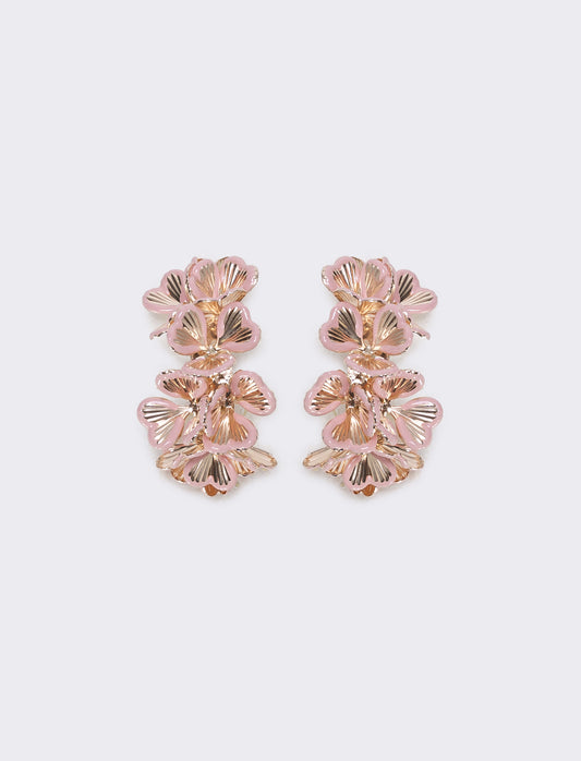 Orecchini Fiori a Mezzo Cerchio - Rosa