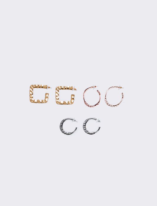 Hammered Hoop Earrings - Card 3 - Multicolor