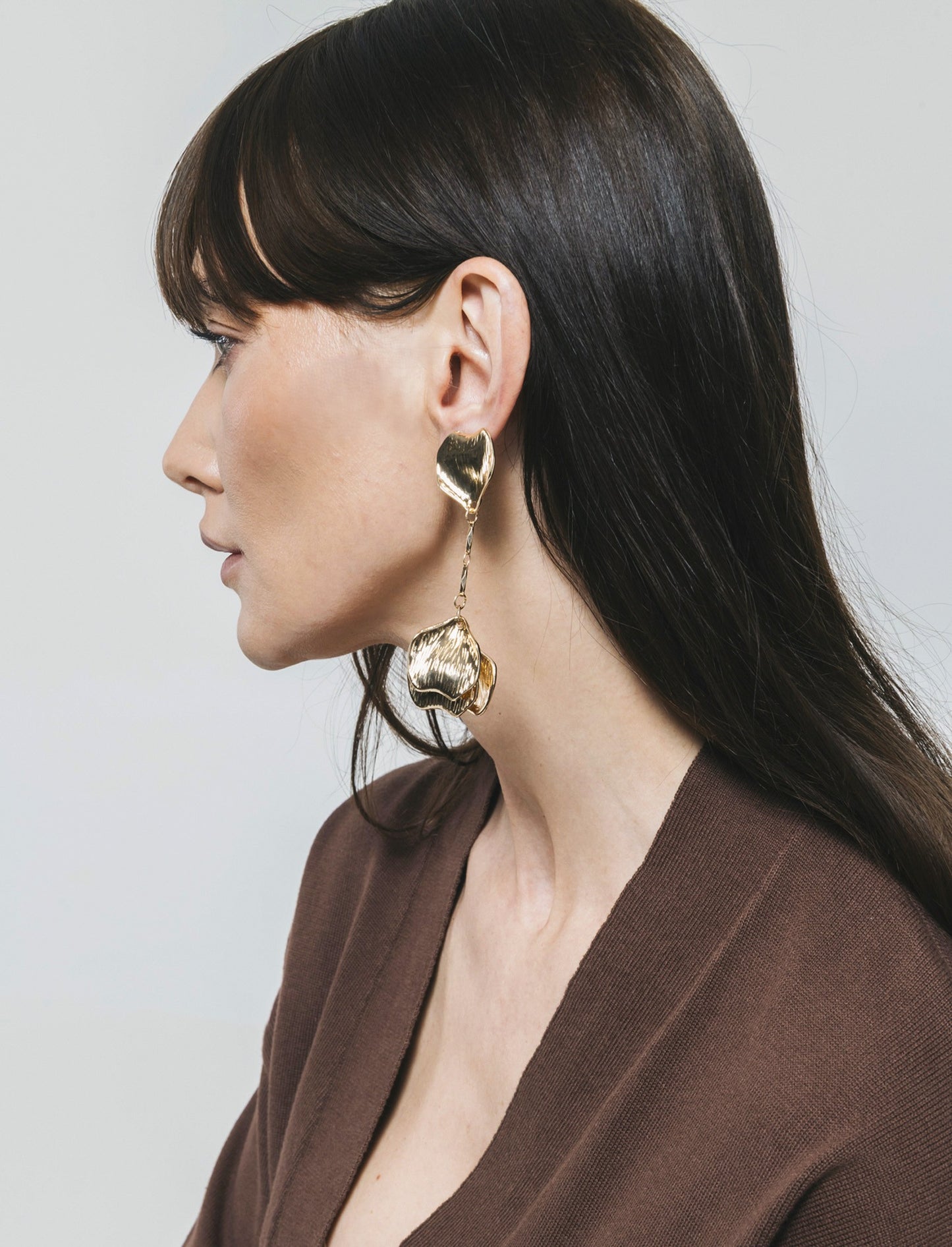 Orecchini pendenti a forma di petali - Oro