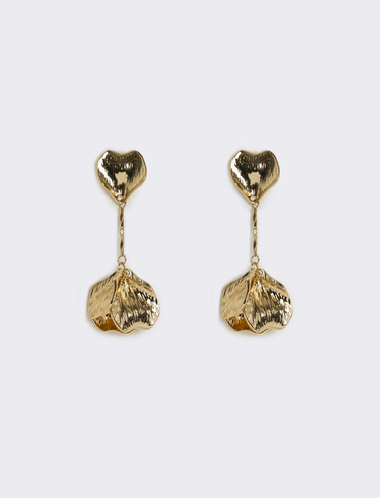 Orecchini pendenti a forma di petali - Oro