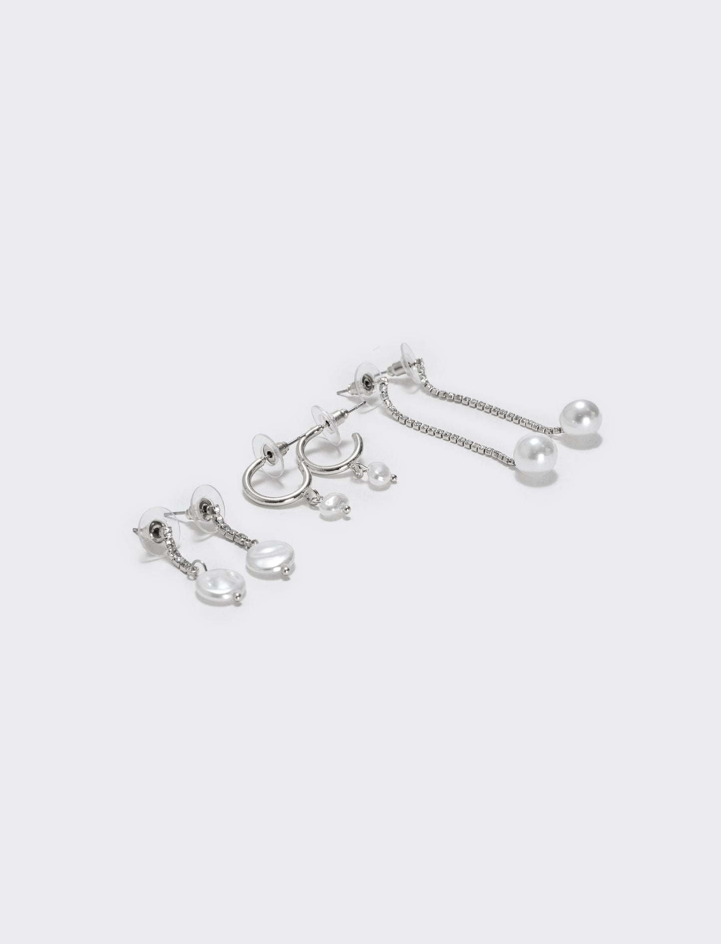 Orecchini in strass e perle eleganti - Argento