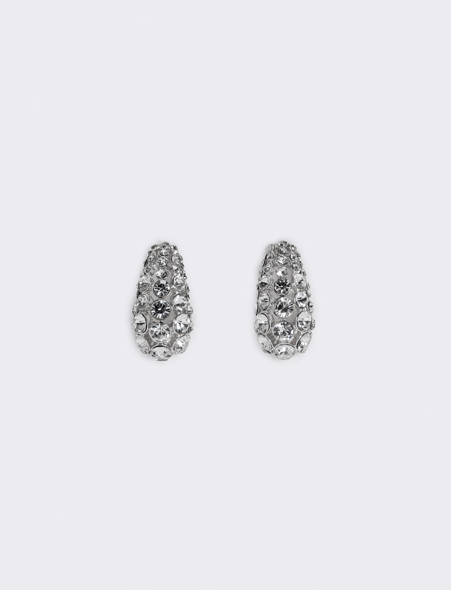 Orecchini goccia grandi con strass eleganti - Argento
