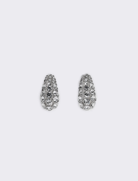 Orecchini goccia grandi con strass eleganti - Argento