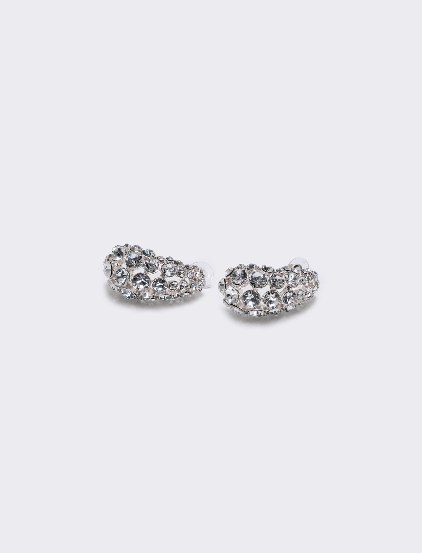 Orecchini goccia grandi con strass eleganti - Argento