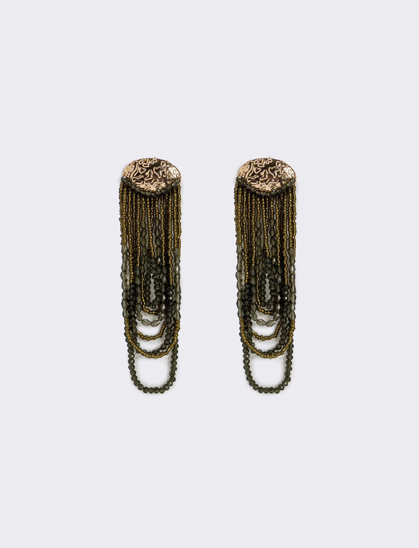 Elegant long beaded earrings - Green