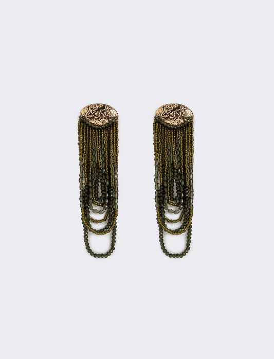Orecchini lunghi in conteria elegante - Verde