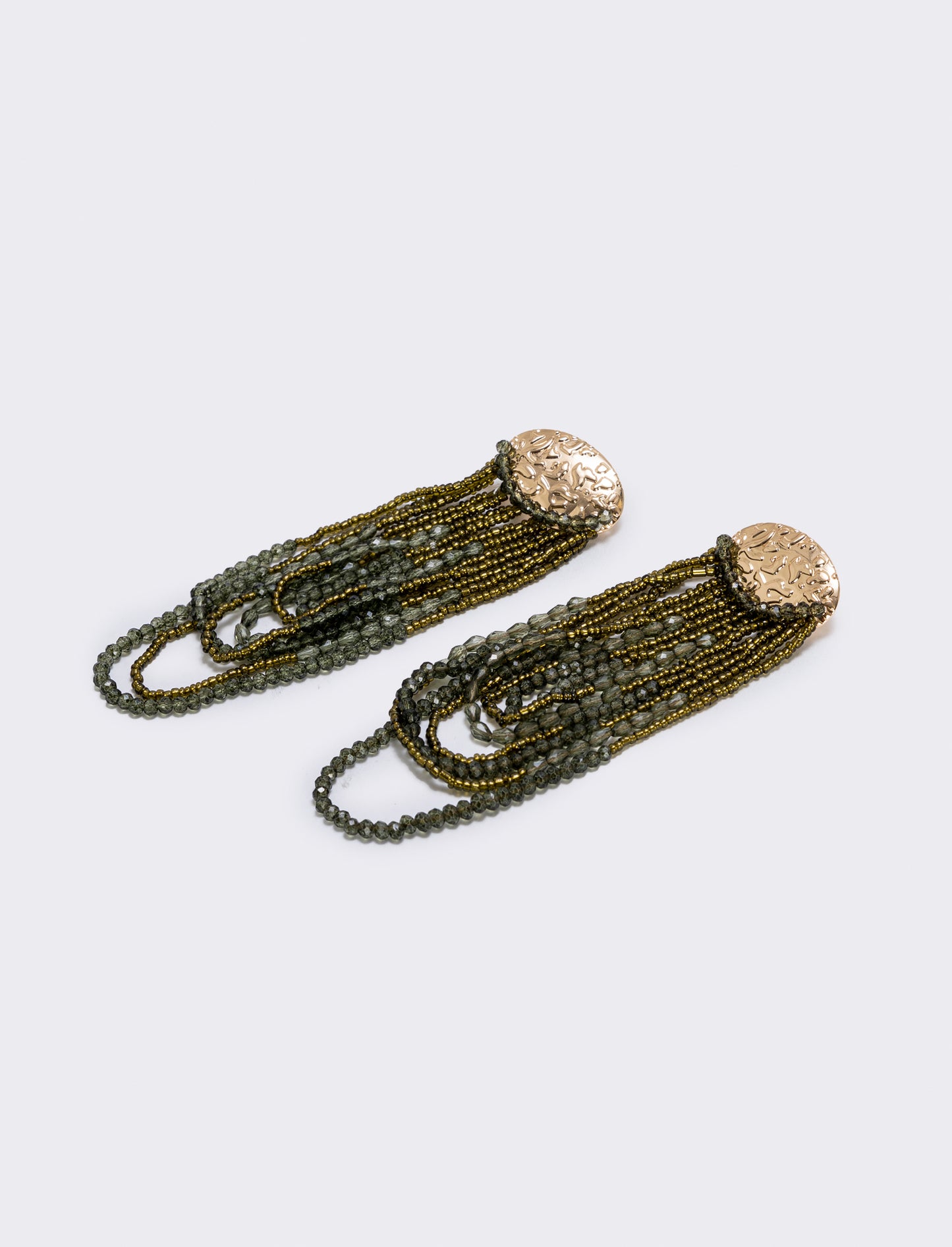 Elegant long beaded earrings - Green