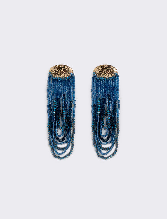 Orecchini lunghi in conteria elegante - Blu