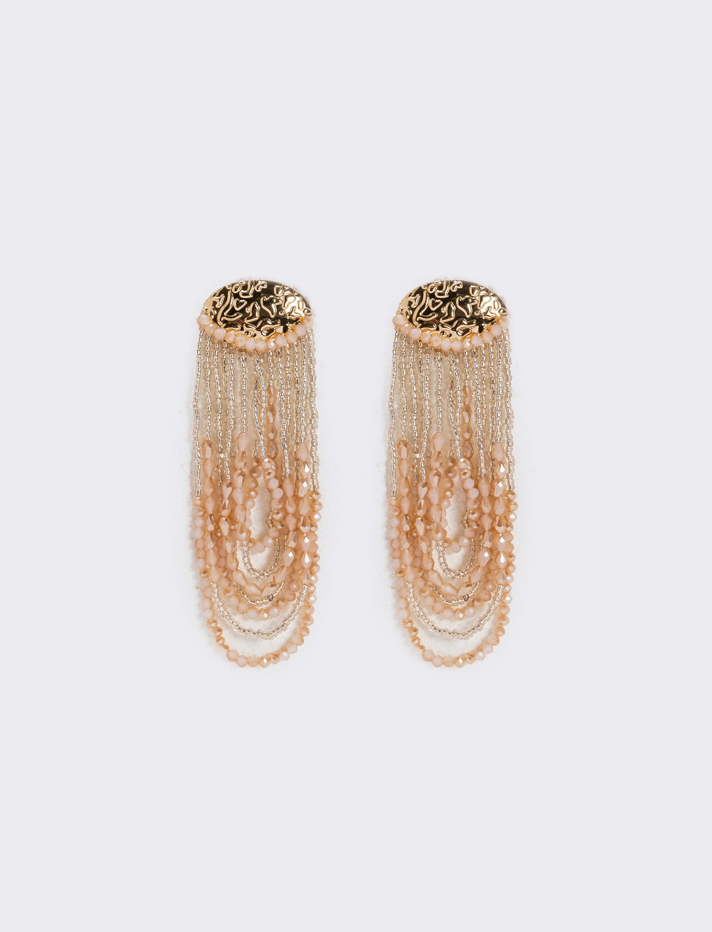 Orecchini lunghi in conteria elegante - Crema