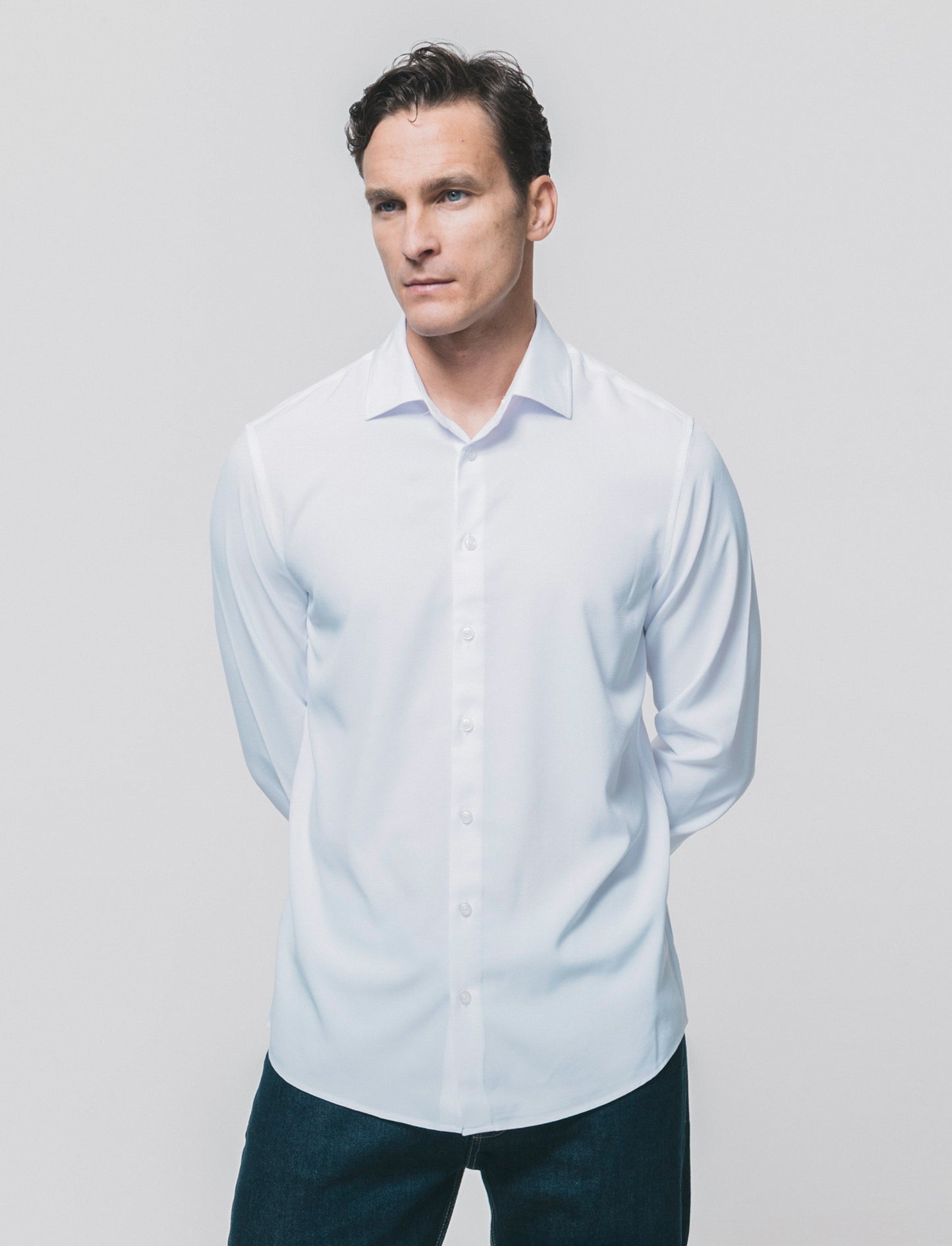 Camicia Formal Fit in Tessuto Jacquard - Bianco