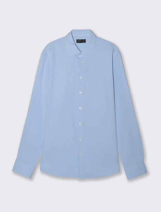 Camicia Formal Fit in Tessuto Jacquard - Celeste