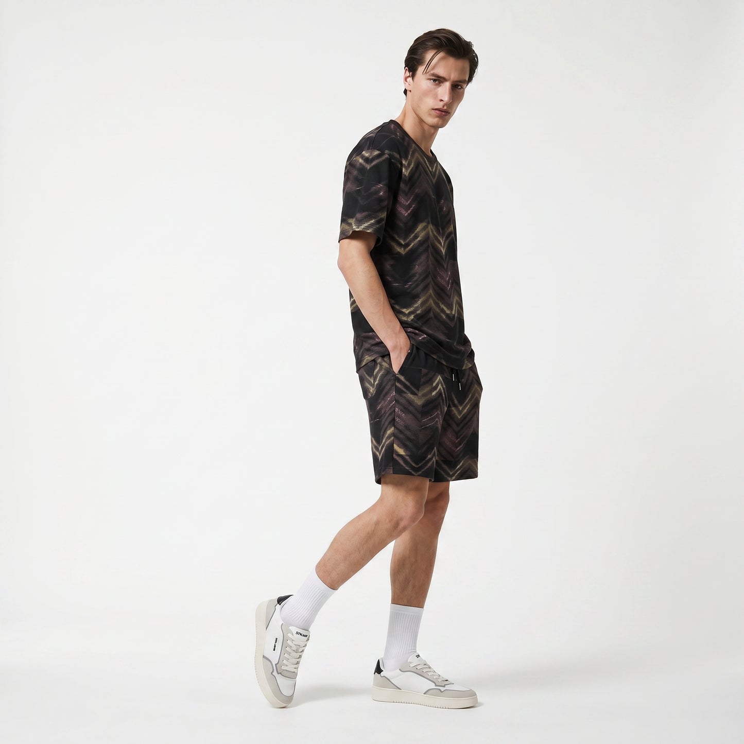 Printed fabric Bermuda shorts with jogger waistband - 