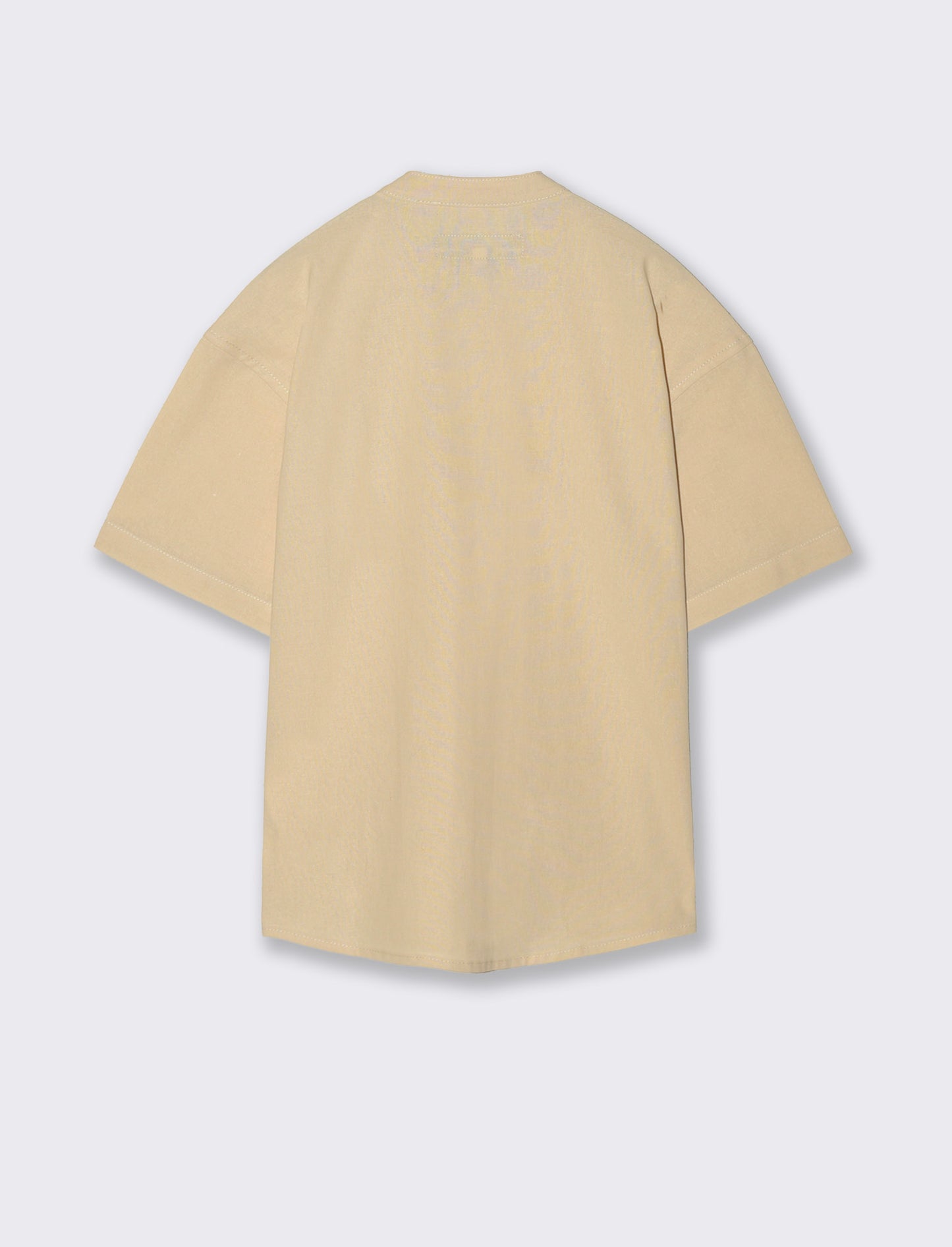 Camicia collo coreana in misto lino - Sabbia
