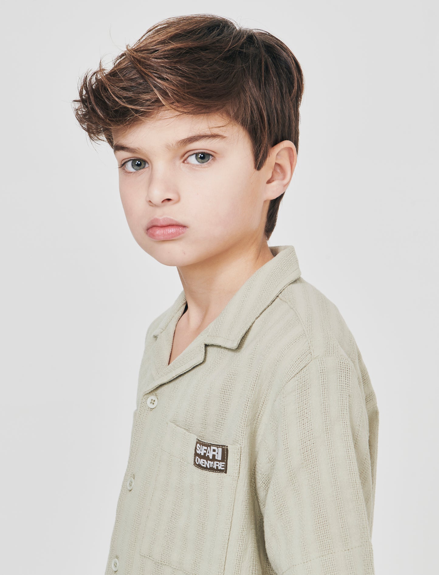 Oversized shirt with collar and short sleeves - Green