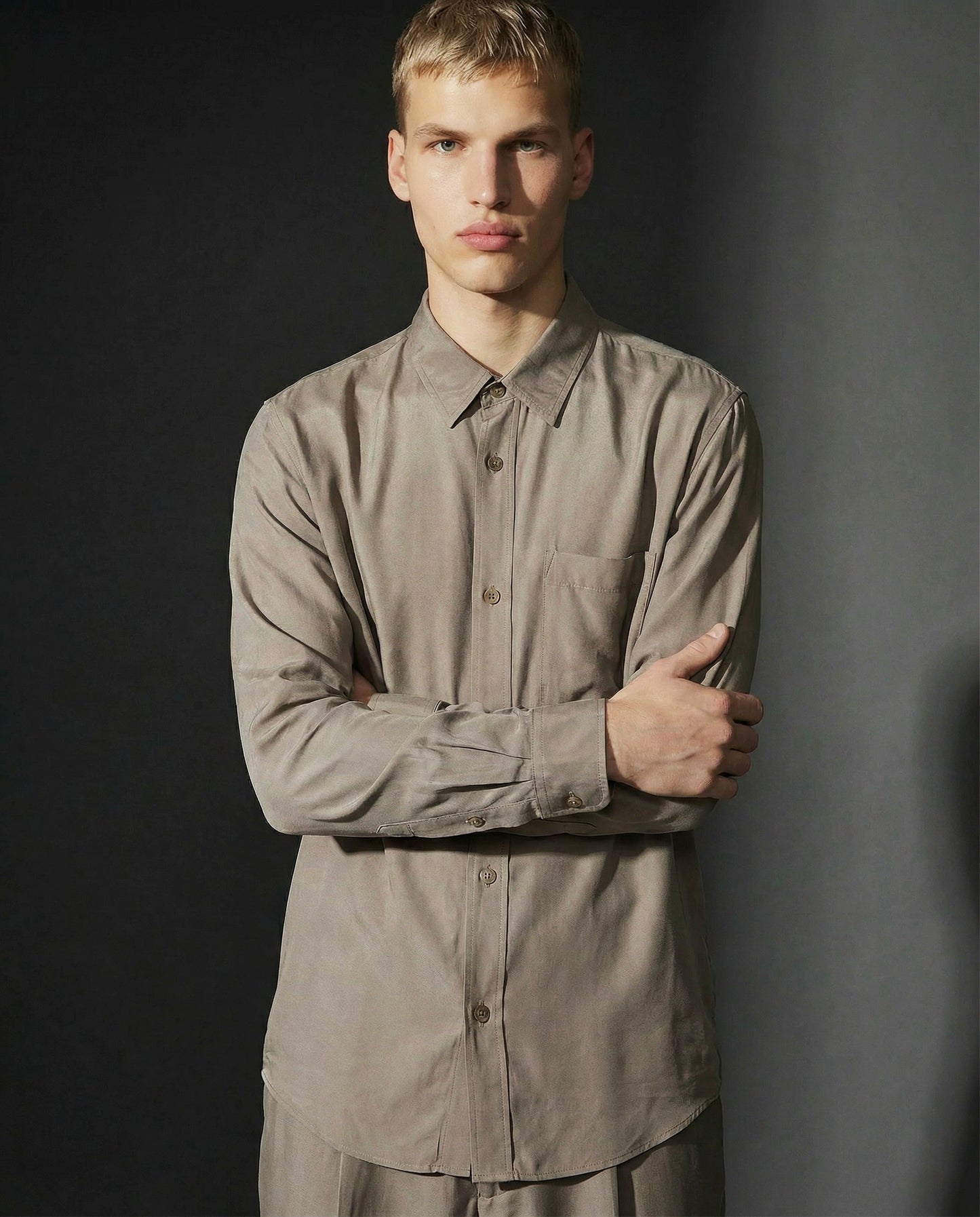 CAMICIA DA SET IN MISTO VISCOSA - Verde salvia