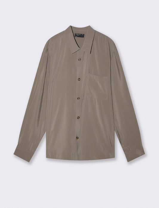 Camicia relaxed fit in misto viscosa - Verde salvia