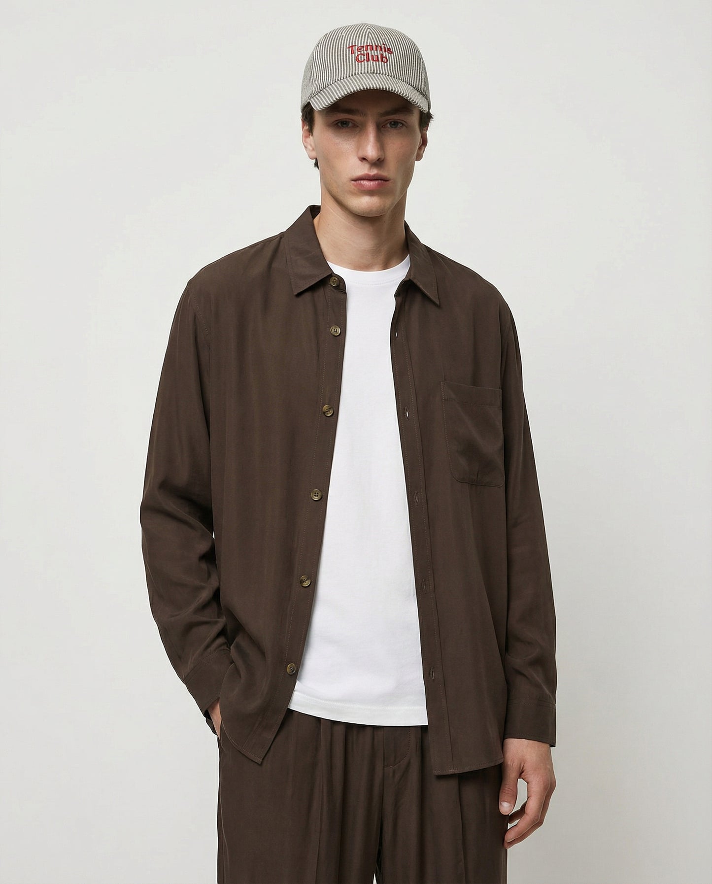 Camicia relaxed fit in misto viscosa - Moro