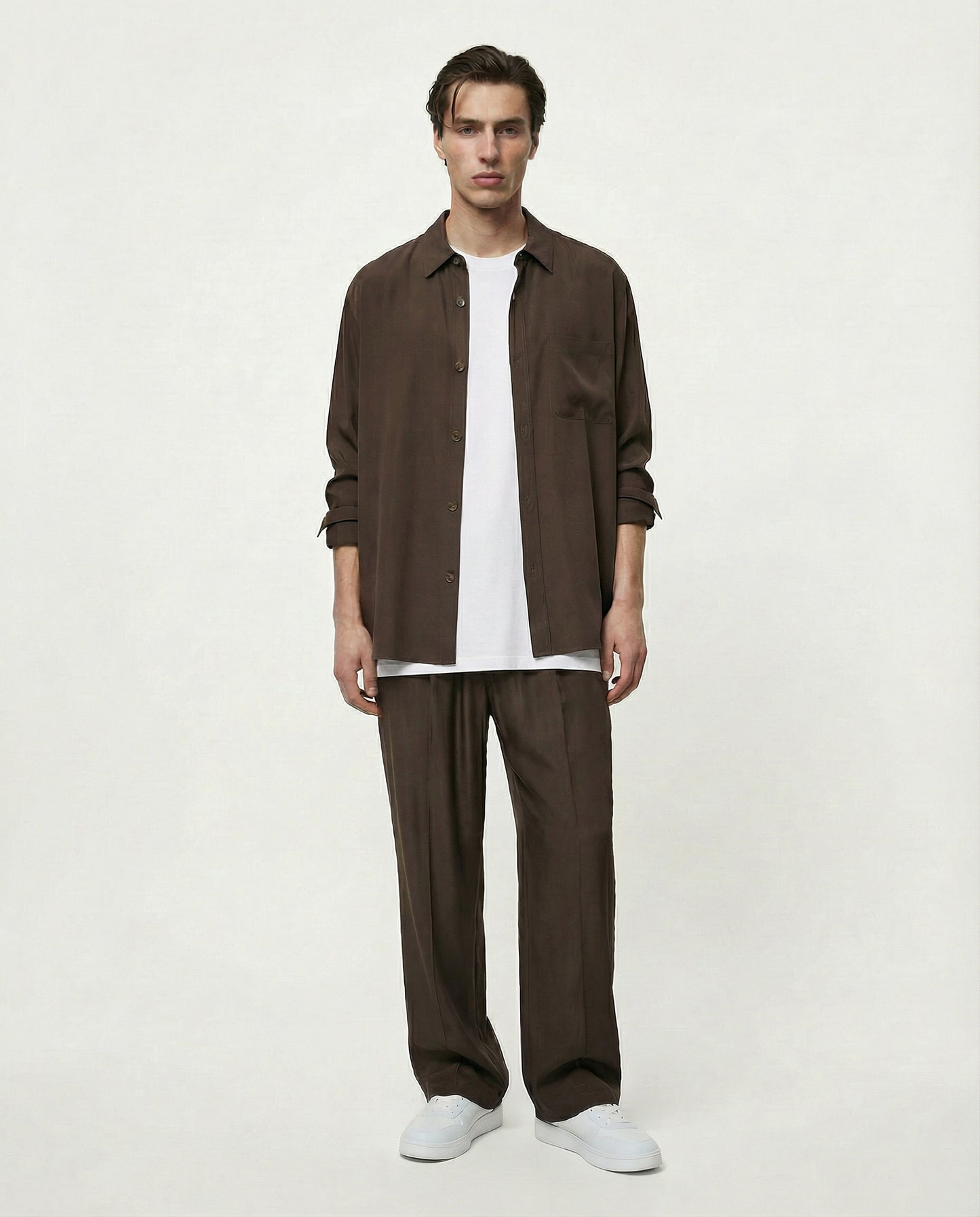 Camicia relaxed fit in misto viscosa - Moro