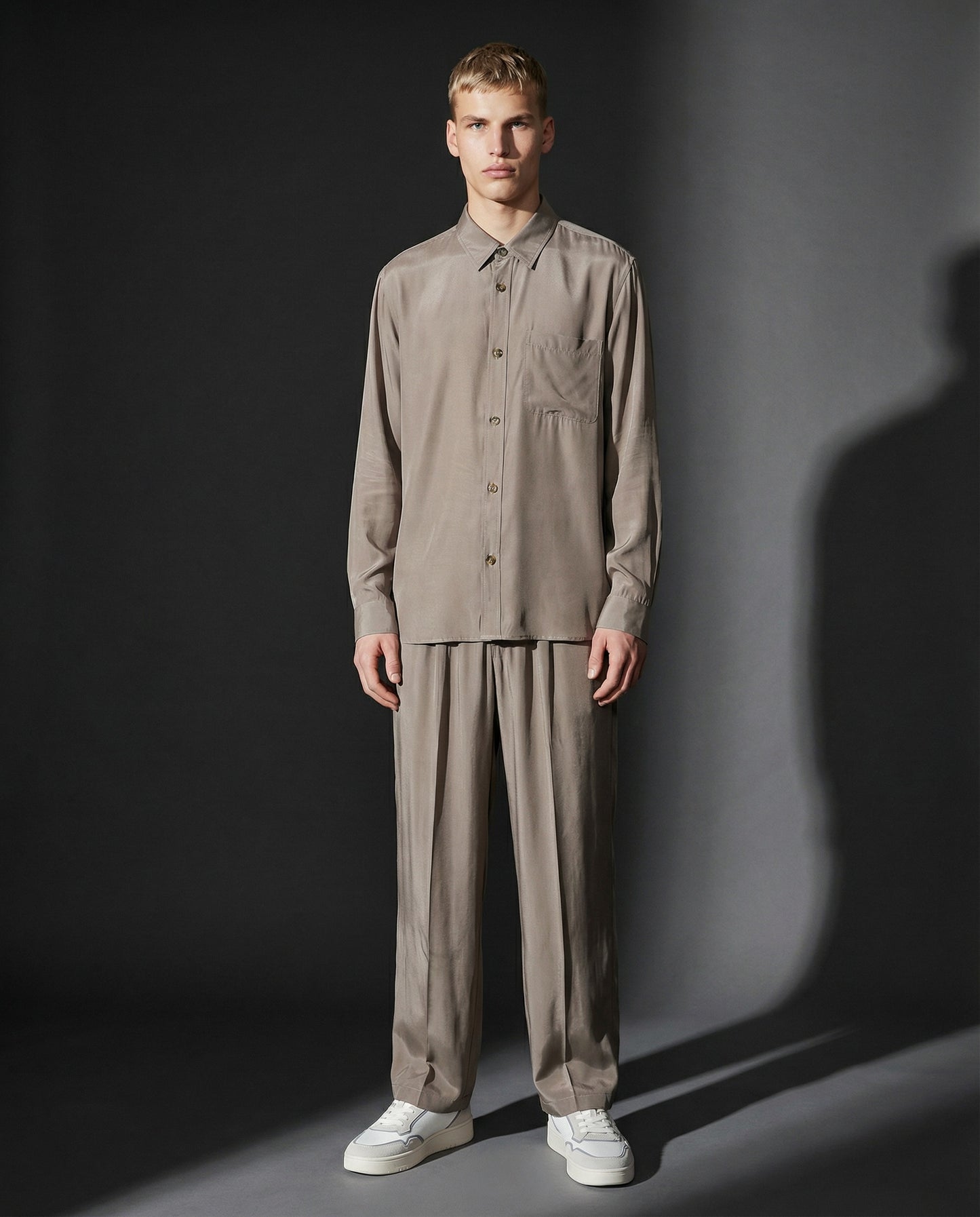 PANTALONI JOGGER DA SET IN MISTO VISCOSA - Verde salvia