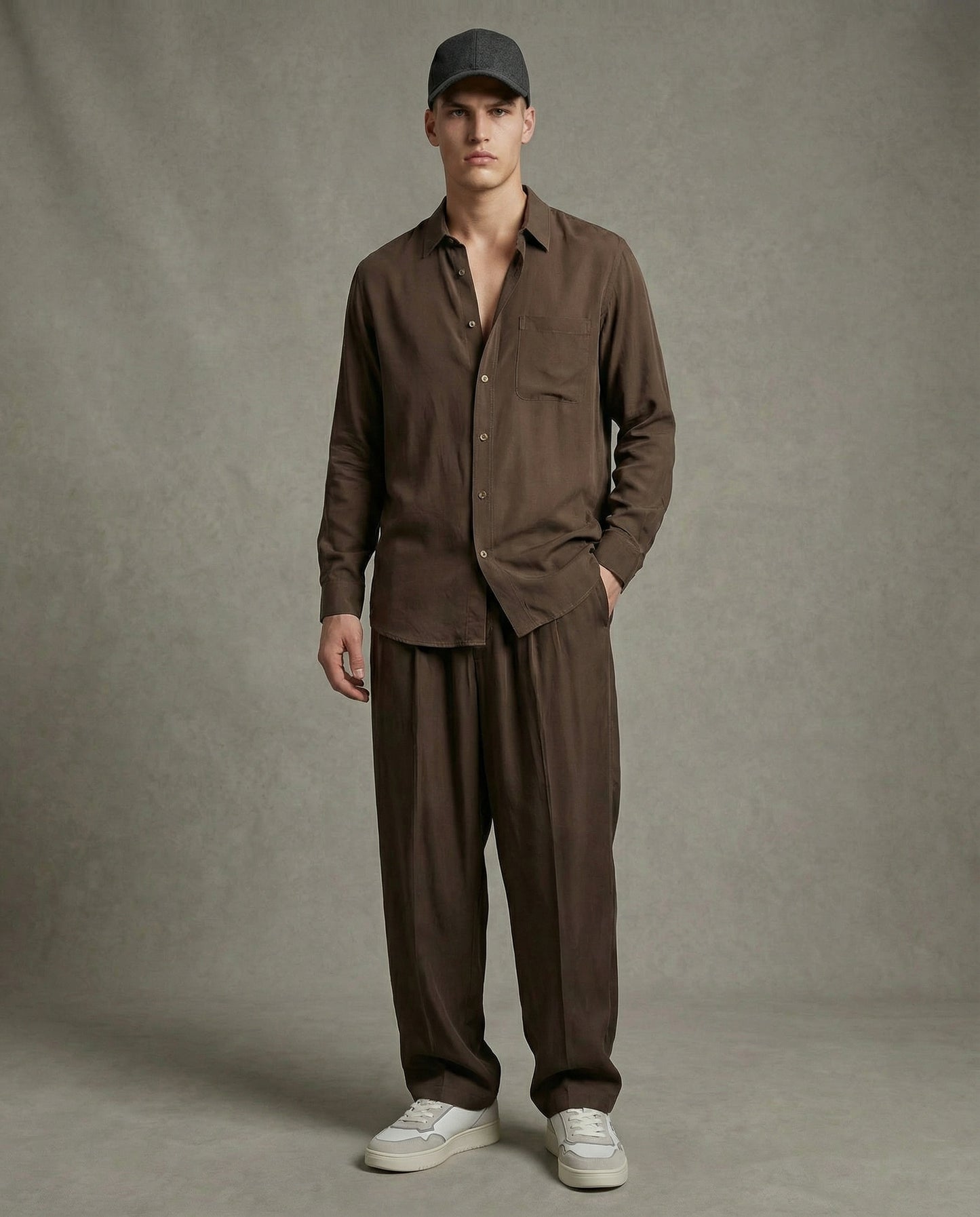 PANTALONI JOGGER DA SET IN MISTO VISCOSA - Moro