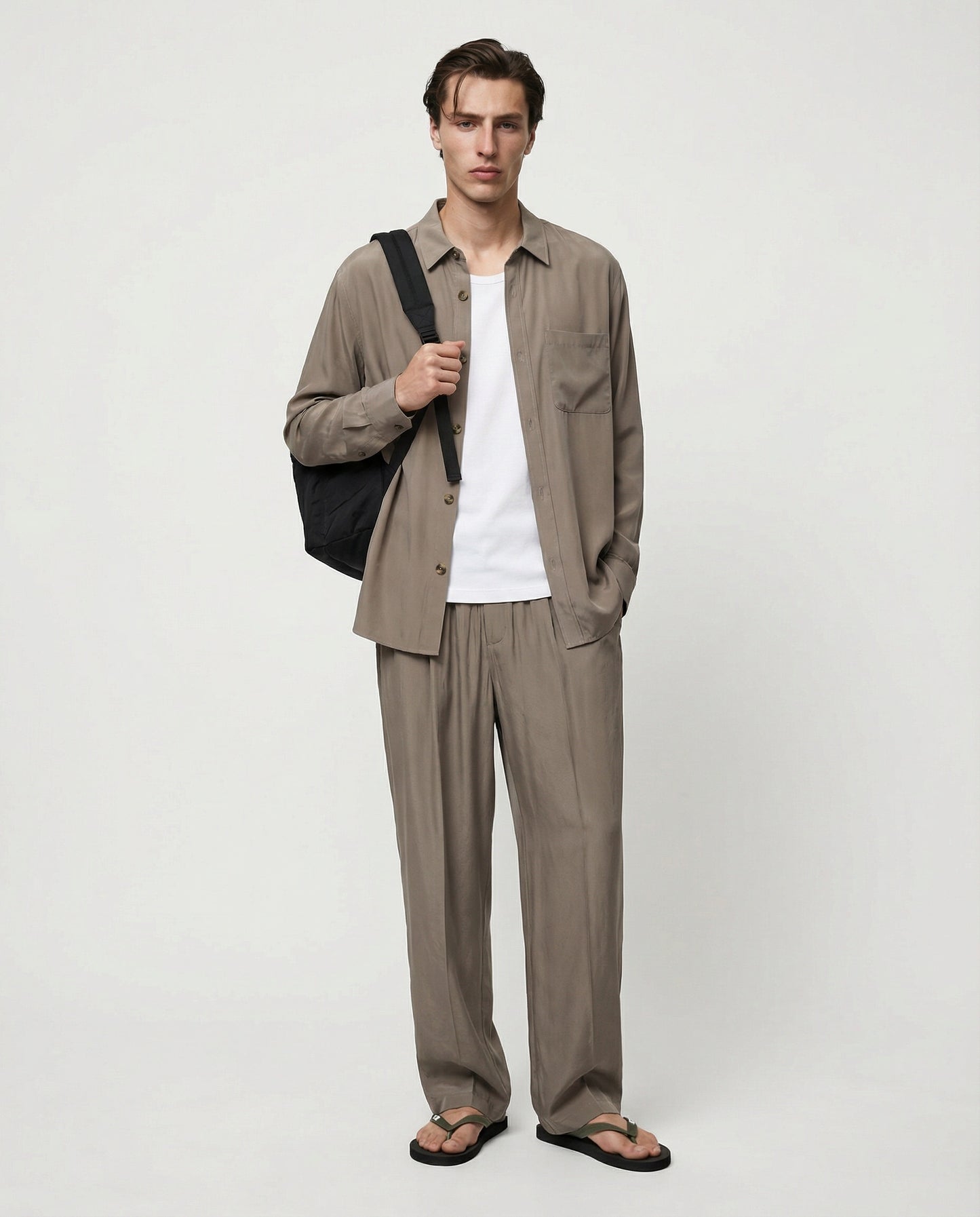 Camicia relaxed fit in misto viscosa - Verde salvia