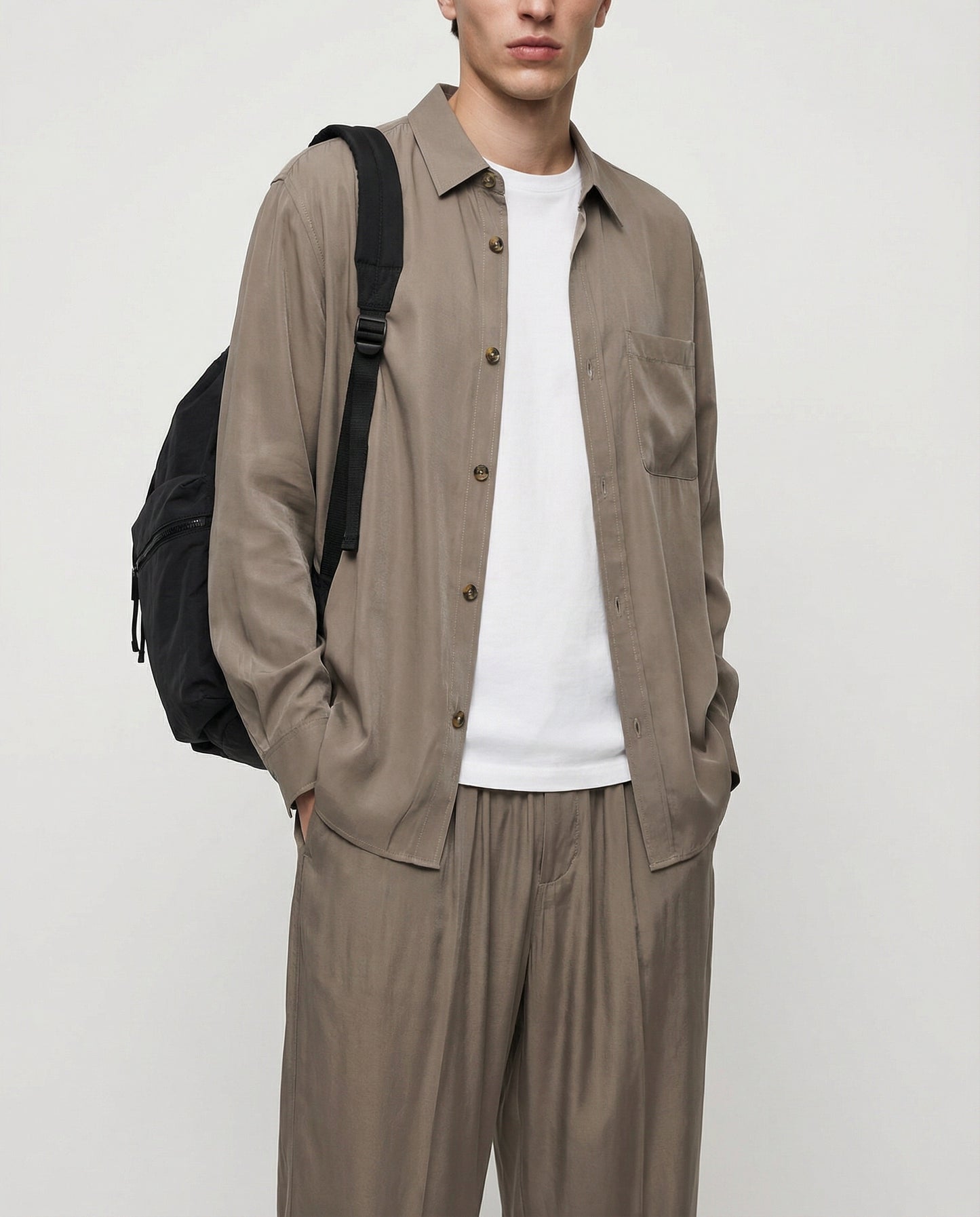 Pantaloni jogger in misto viscosa - Verde salvia