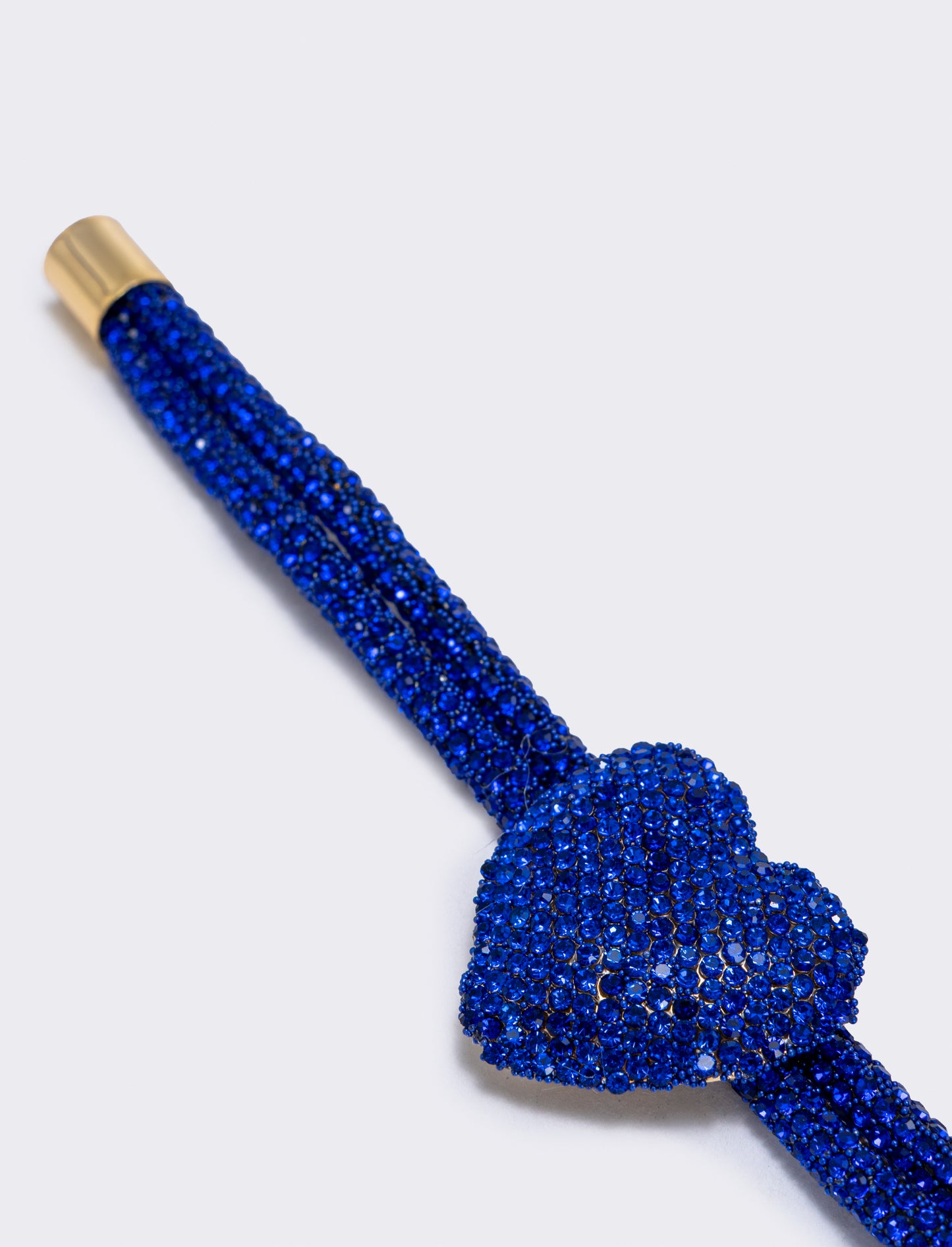 Bracciale tubolare con cuore e strass - Blu