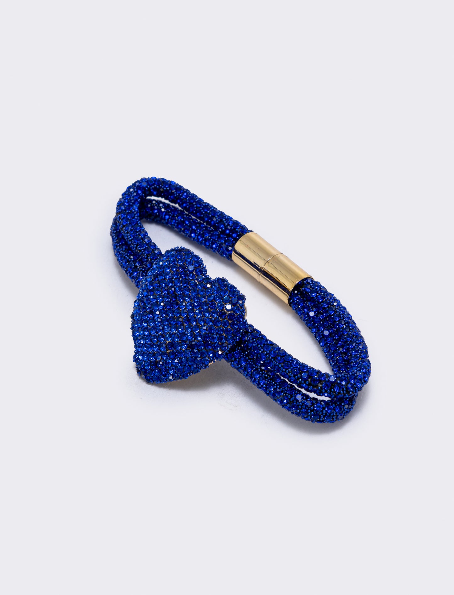 Bracciale tubolare con cuore e strass - Blu