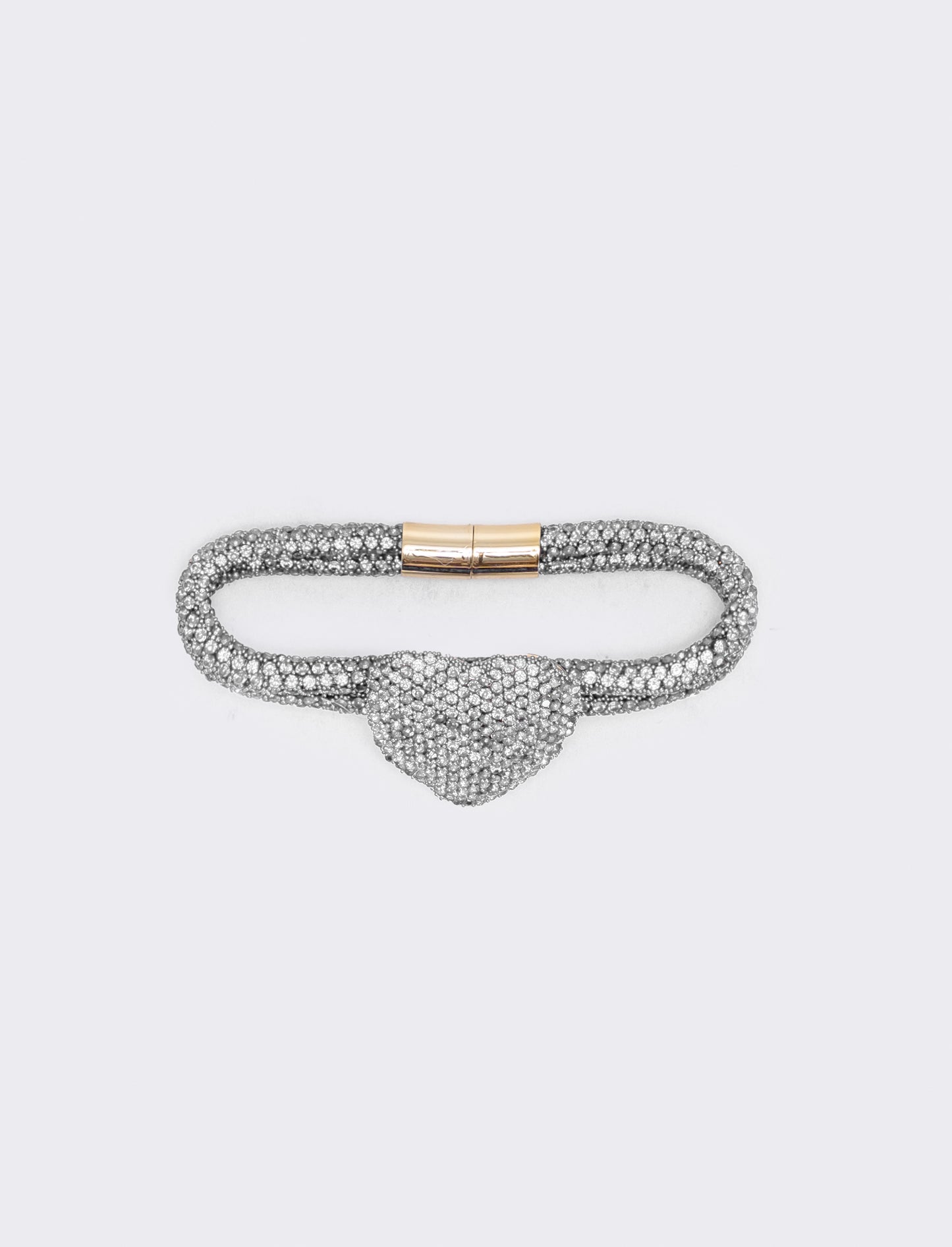 Bracciale tubolare con cuore e strass - Trasparente
