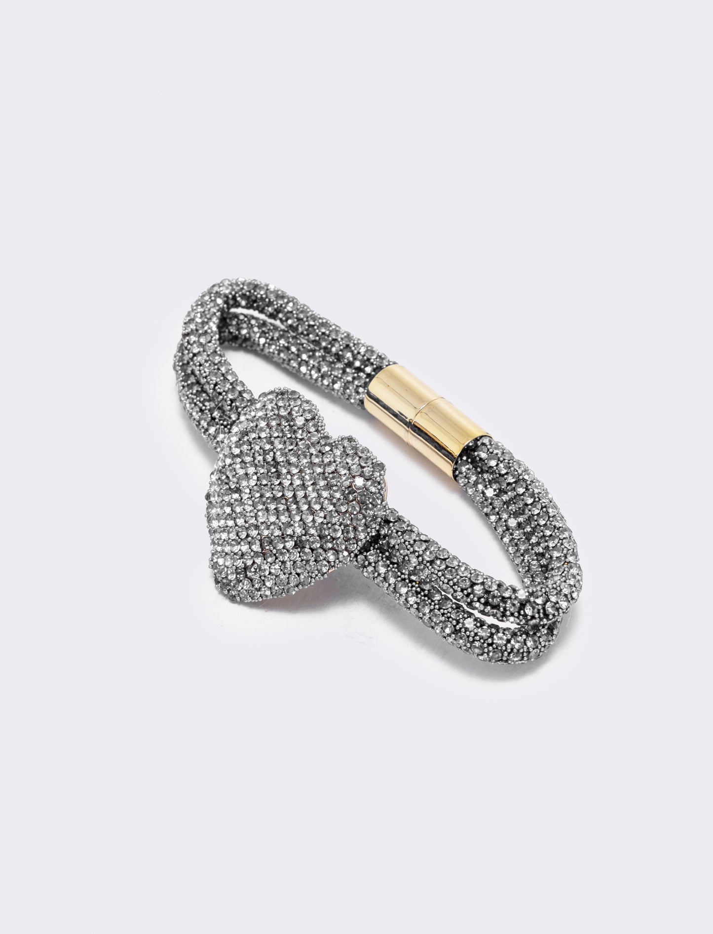 Bracciale tubolare con cuore e strass - Trasparente