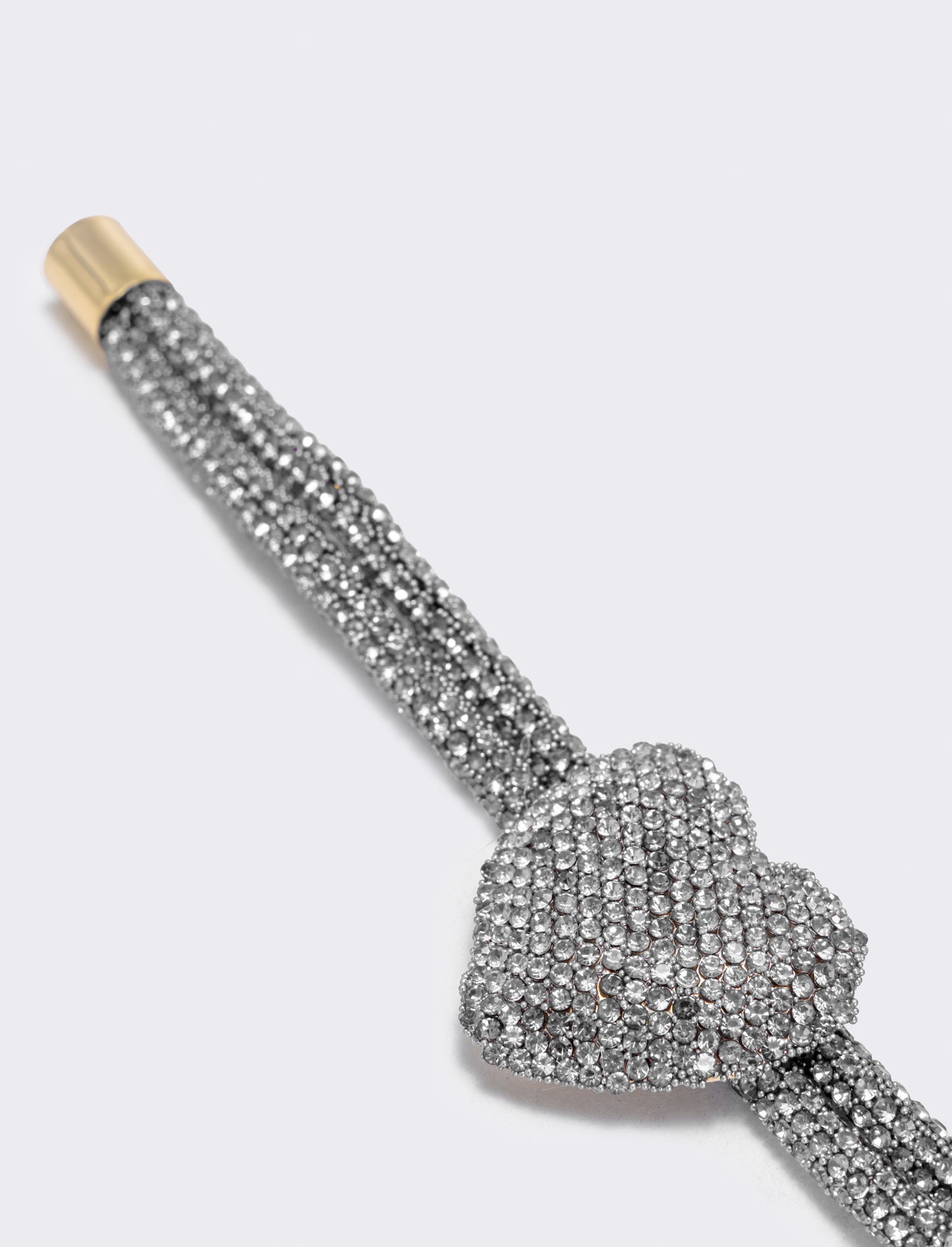 Bracciale tubolare con cuore e strass - Trasparente
