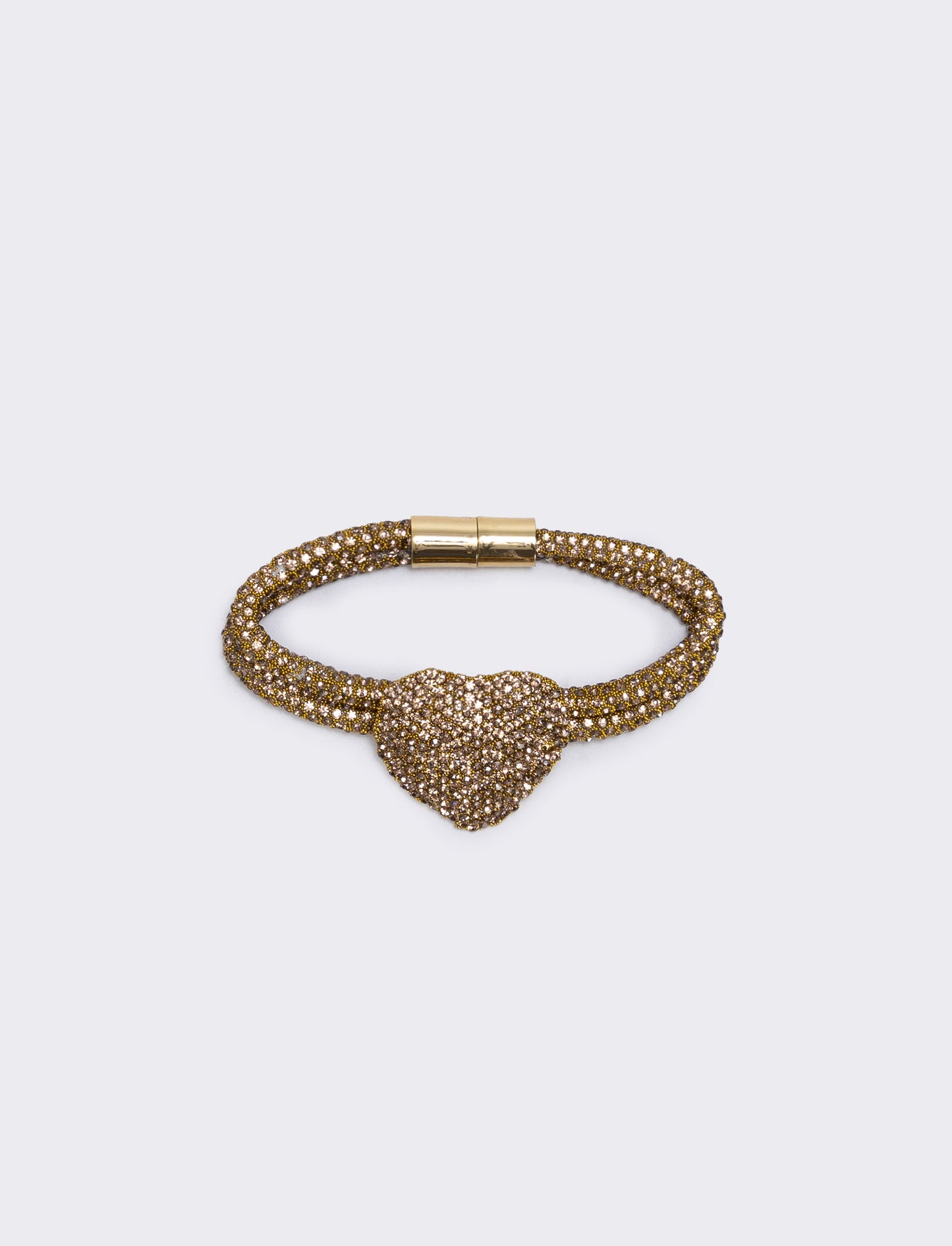 Bracciale tubolare con cuore e strass - Giallo