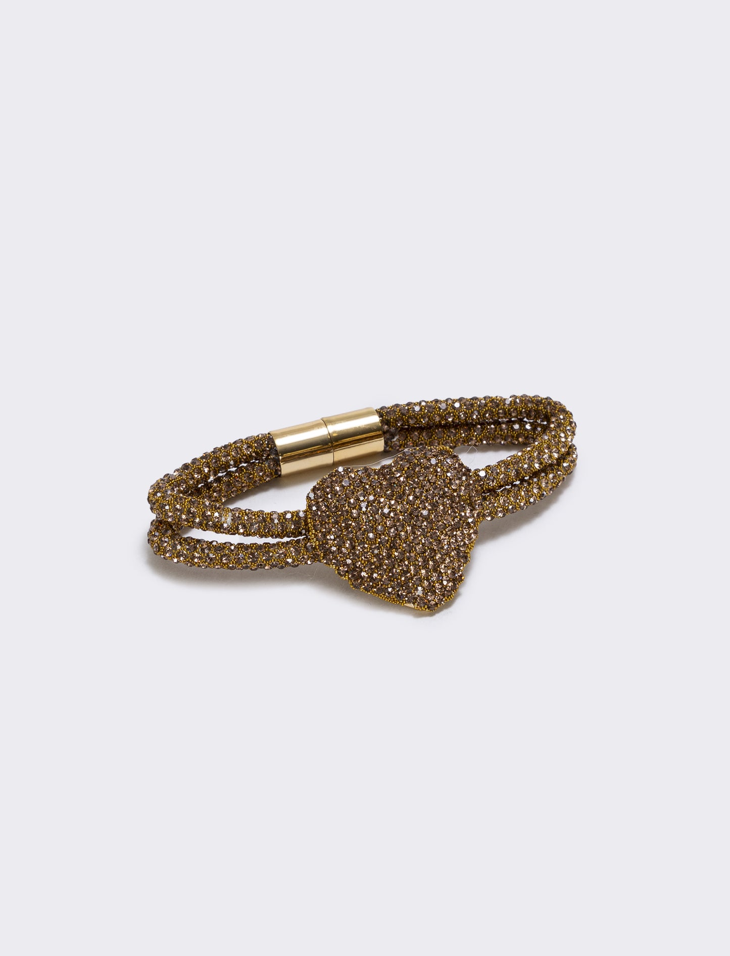 Bracciale tubolare con cuore e strass - Giallo
