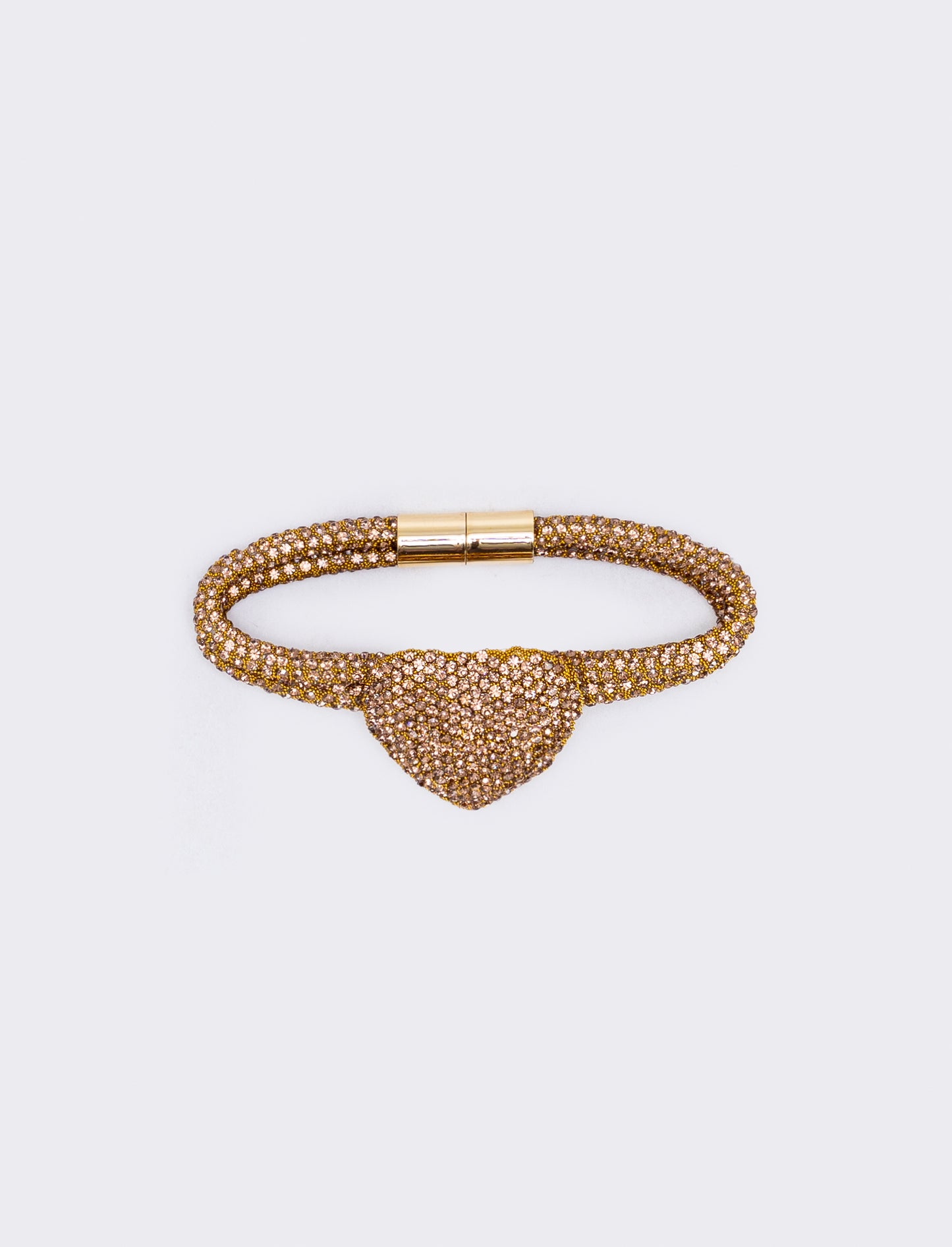 Bracciale tubolare con cuore e strass - Giallo