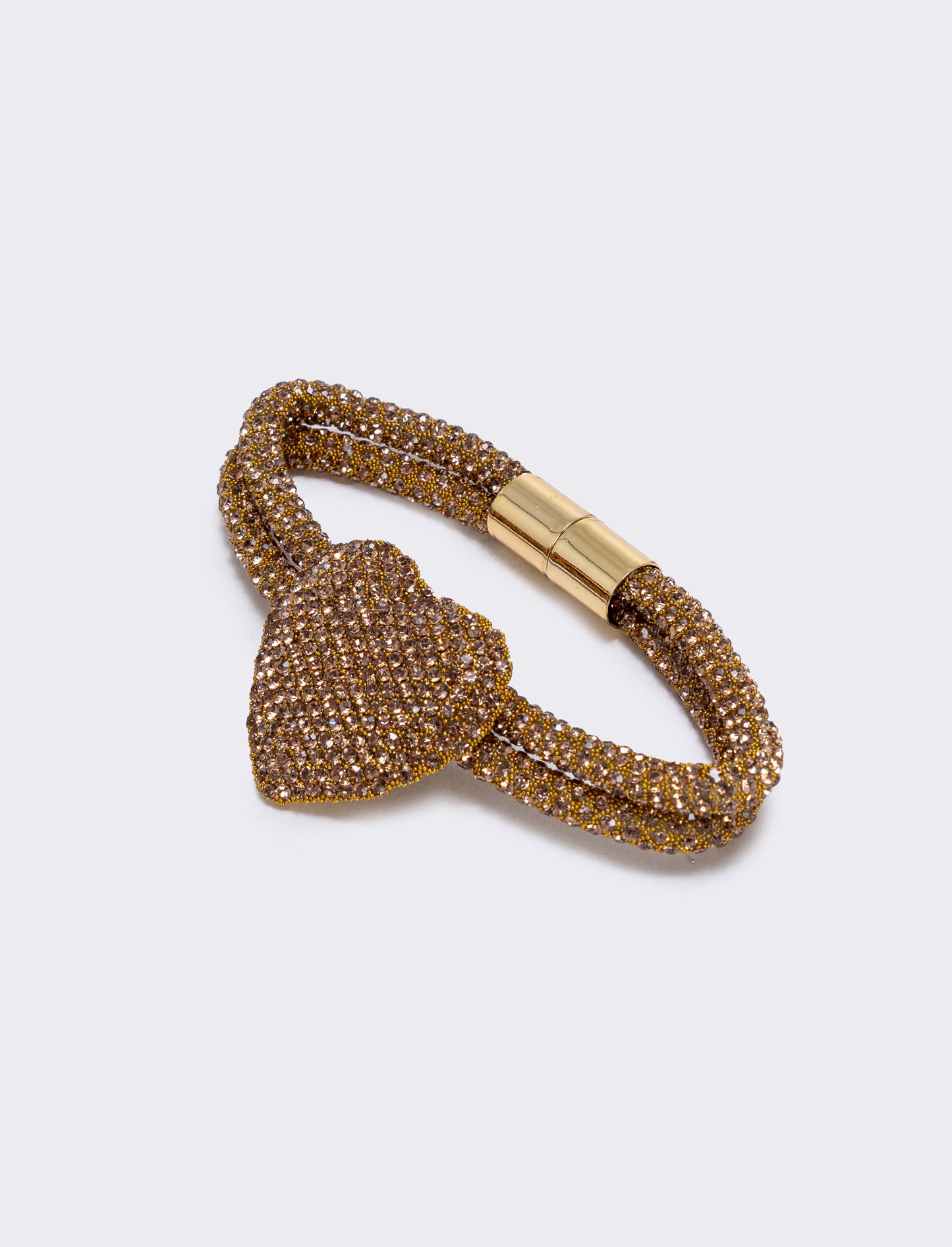 Bracciale tubolare con cuore e strass - Giallo