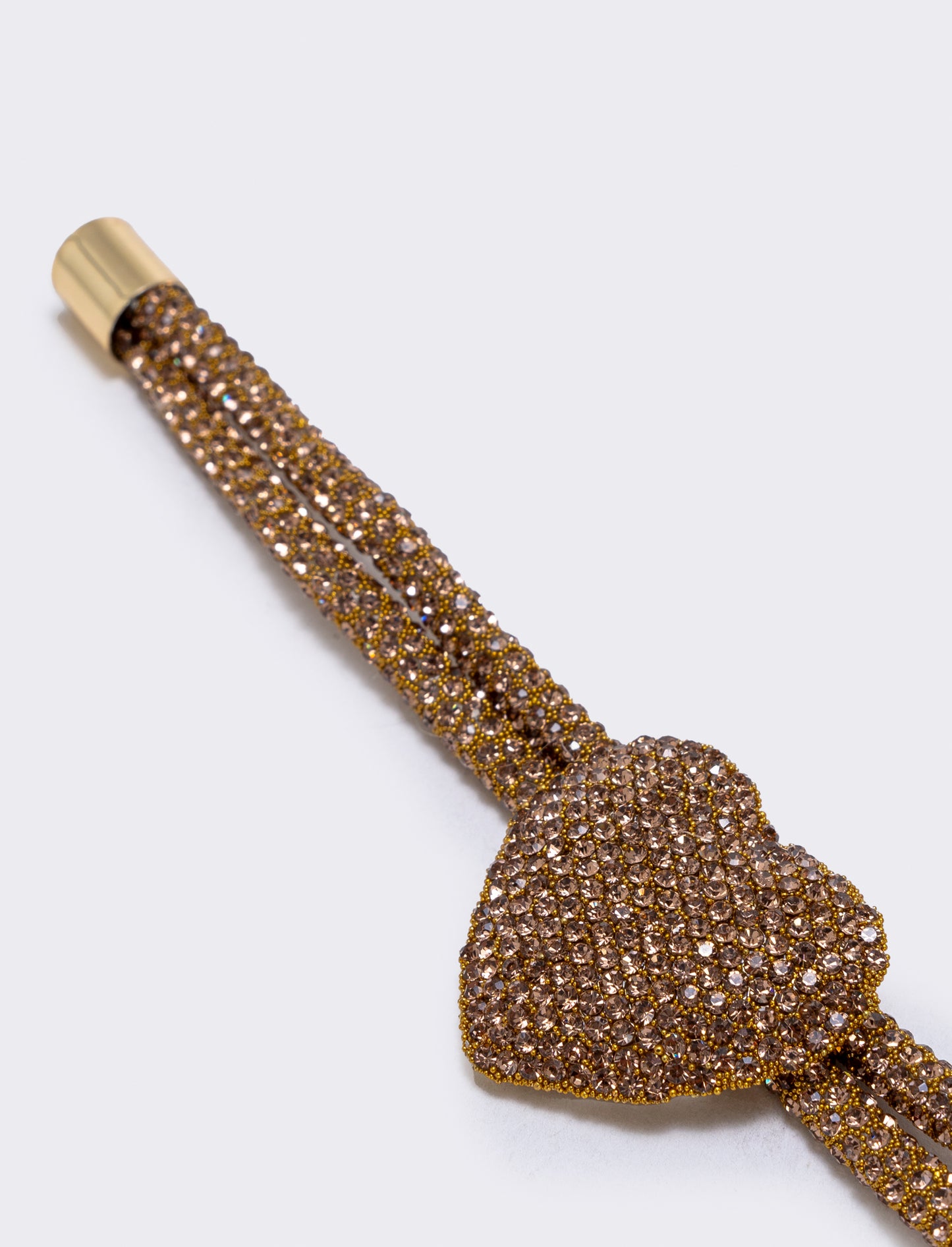 Bracciale tubolare con cuore e strass - Giallo