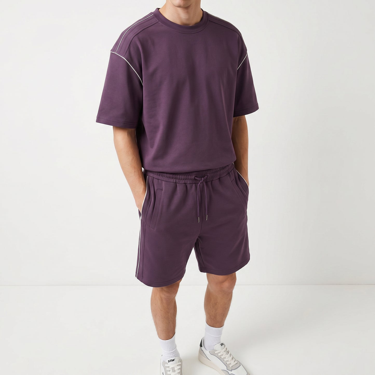 Felpa manica corta interlock misto cotone - Viola