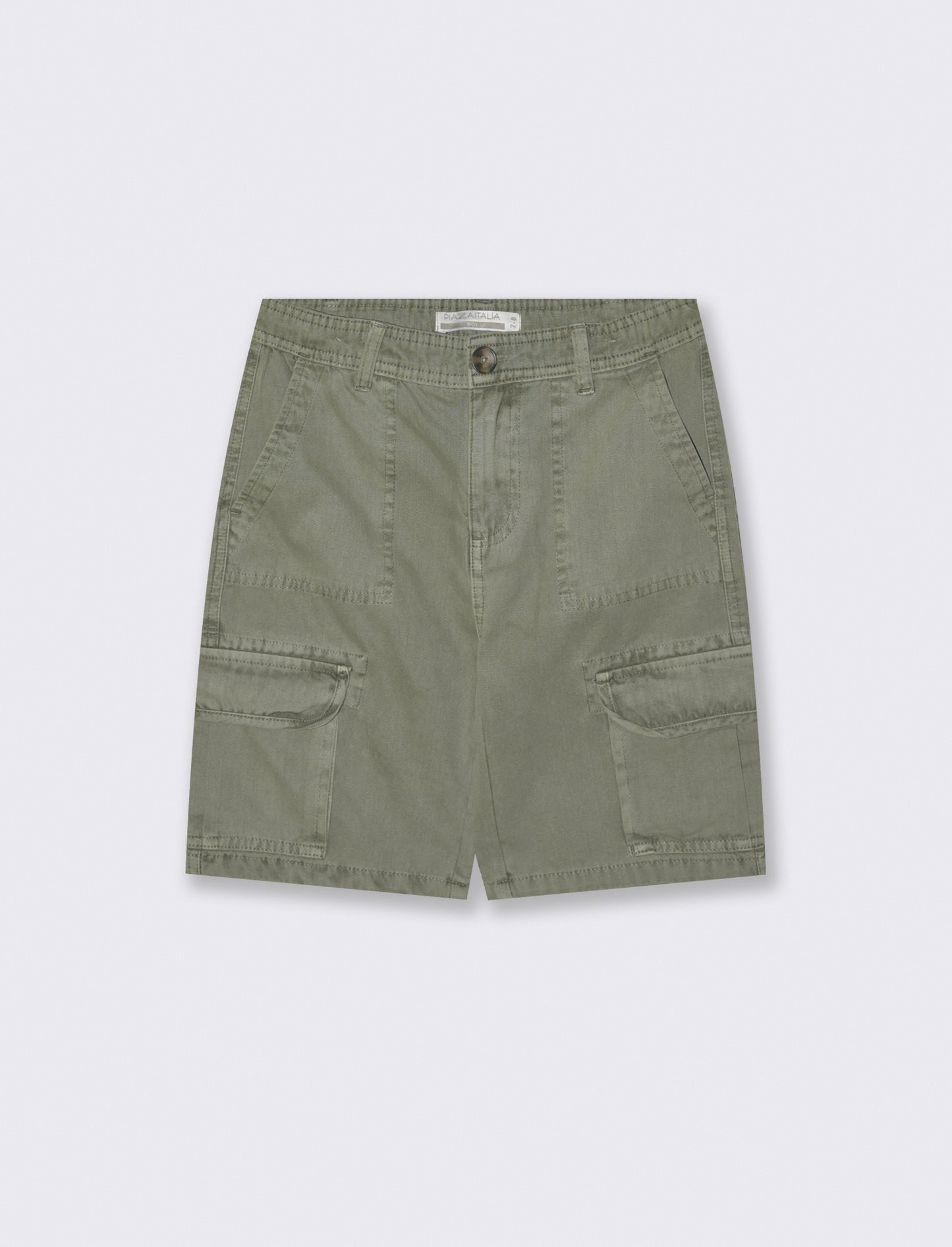 Bermuda in twill con tasconi e tasche - Verde