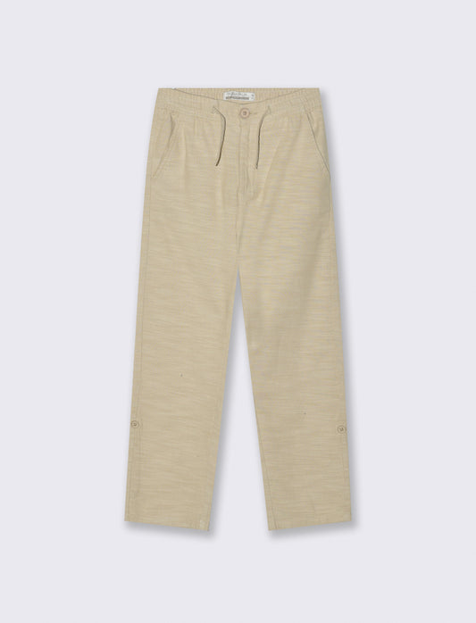 Adjustable Length Cotton Pants - Beige