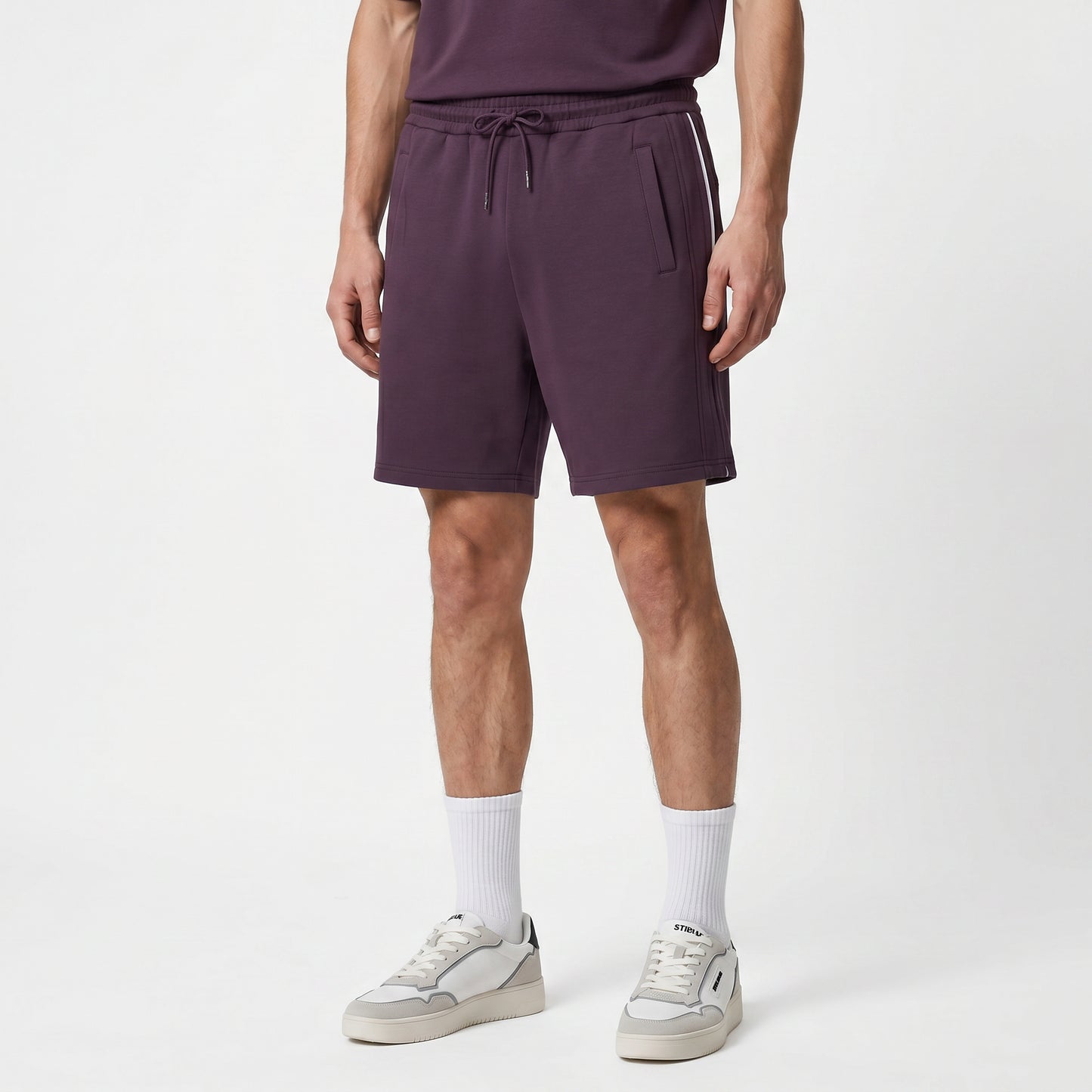 Bermuda jogger in mixed cotton interlock - Purple