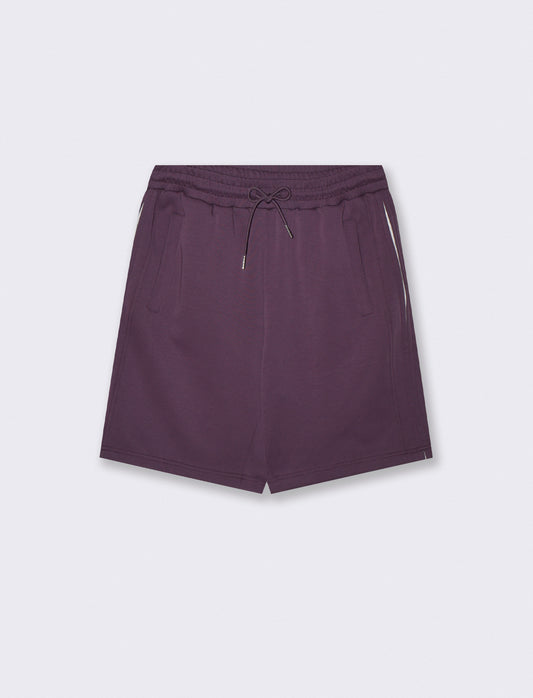 Bermuda jogger in mixed cotton interlock - Purple